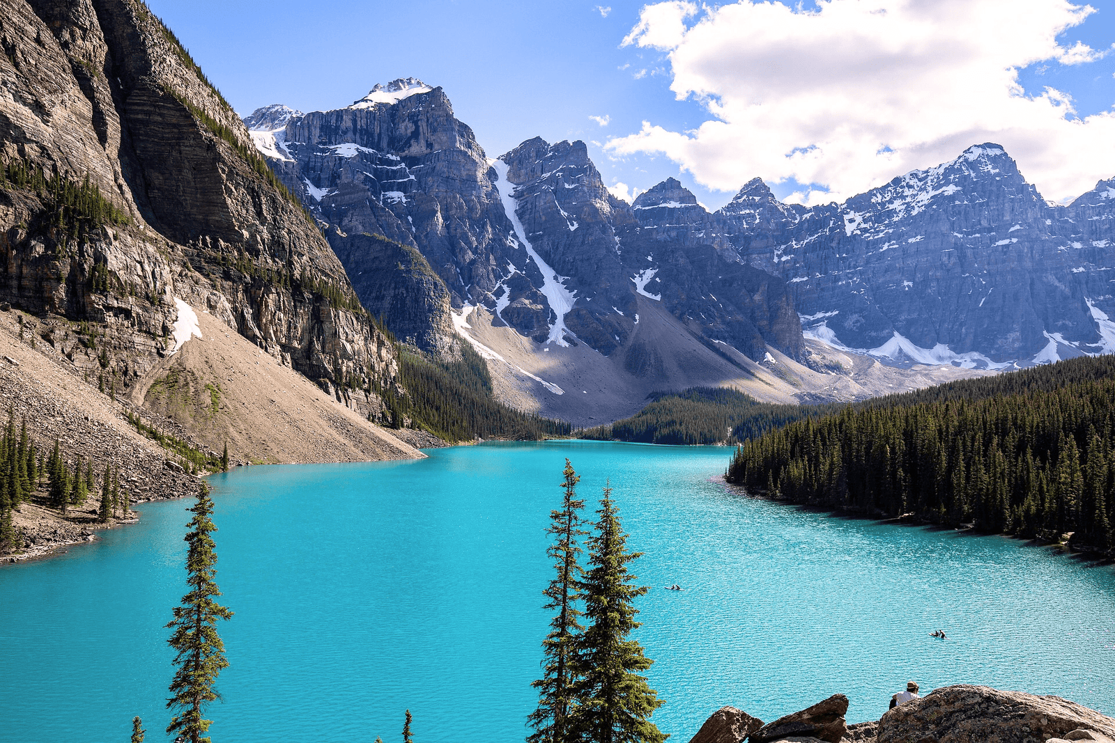 urquoise lake and mountain peaks in Banff National Park, Canada