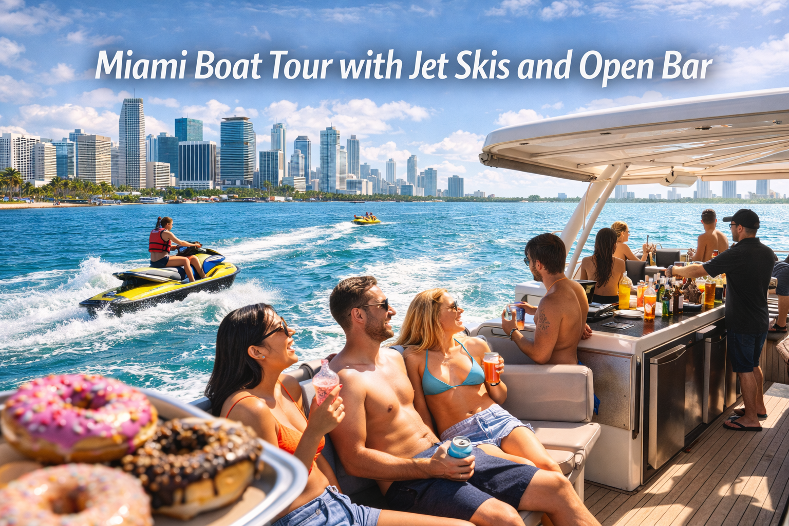 Miami Boat Tour with Jet Skis and Open Bar