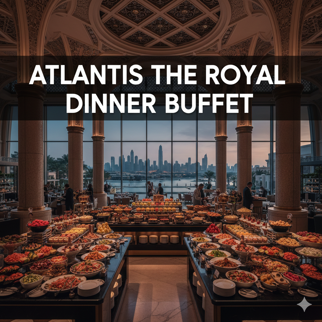 Dubai Atlantis The Royal gastronomy dinner buffet with luxury ambiance and panoramic skyline views