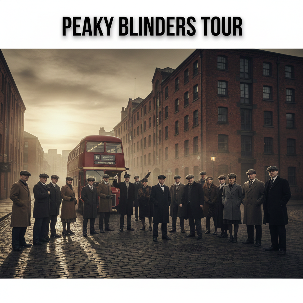 Guided Peaky Blinders filming locations tour in Liverpool with historic docks and hop on hop off sightseeing bus