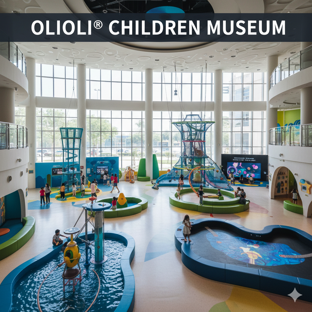 Children playing and learning through interactive exhibits at OliOli Children Museum Dubai, a hands on indoor play museum designed for families and young explorers.