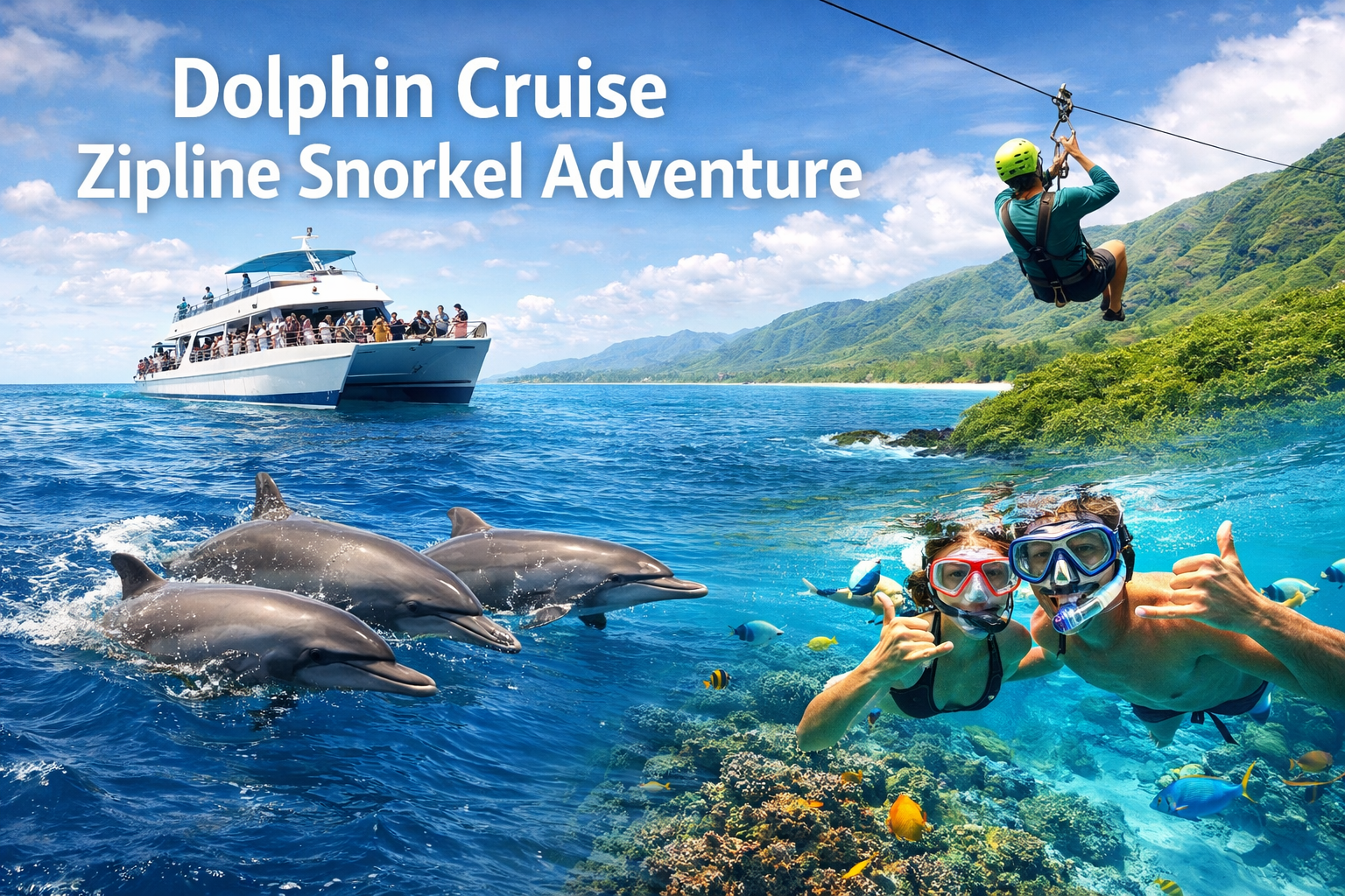 Dolphin Cruise Zipline Snorkel Adventure